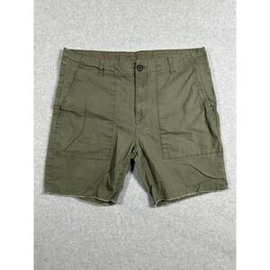 No Boundaries Utility Shorts Men's 38 Olive Green Raw Hem Casual